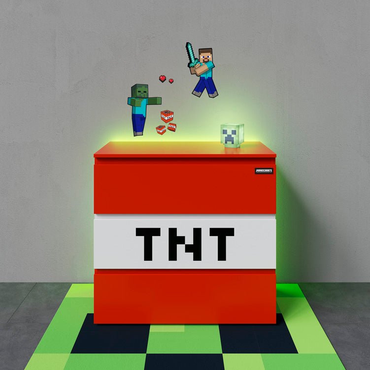 Minecraft Kommode „TNT Box“ – med LED-belysning & 3 skuffer