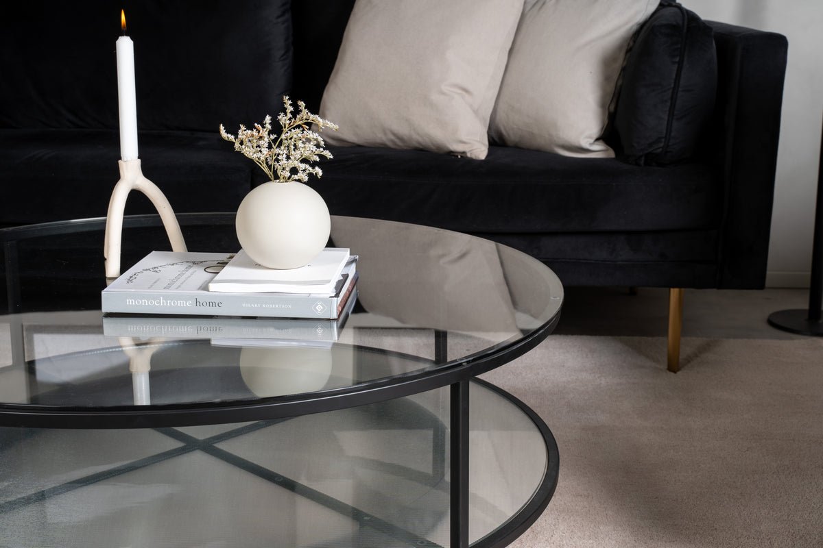 Couchtisch Janos - mit zwei runden Glasplatten