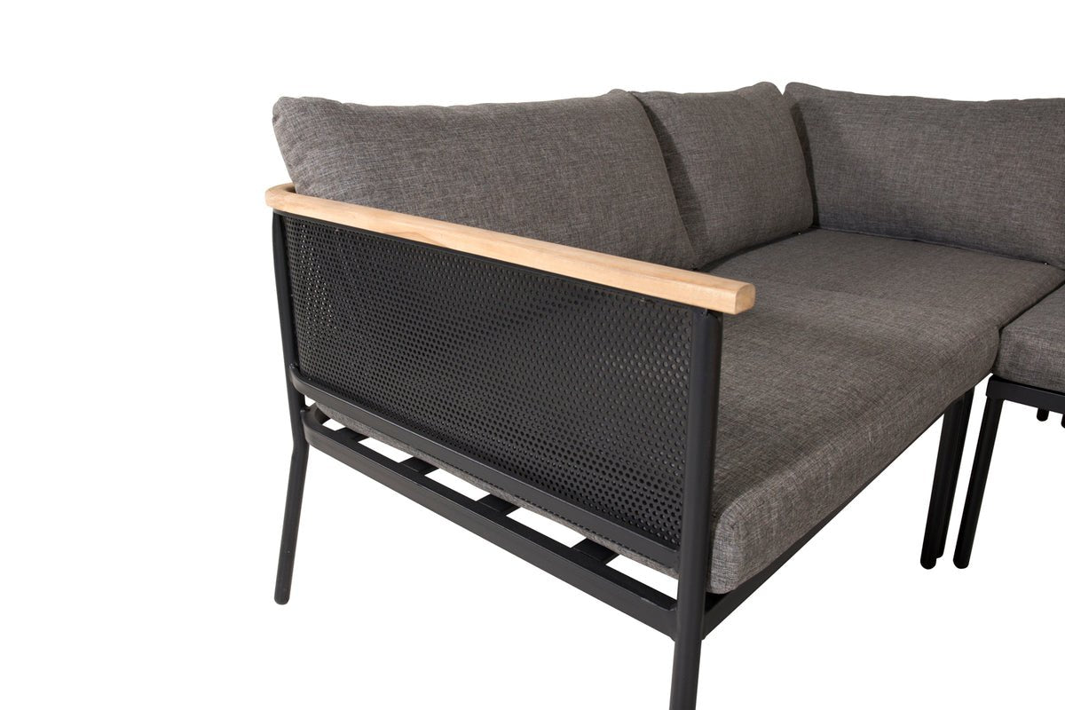 Havemøbelsæt Luana – i Hvid & Sort med teakbord og polstringer