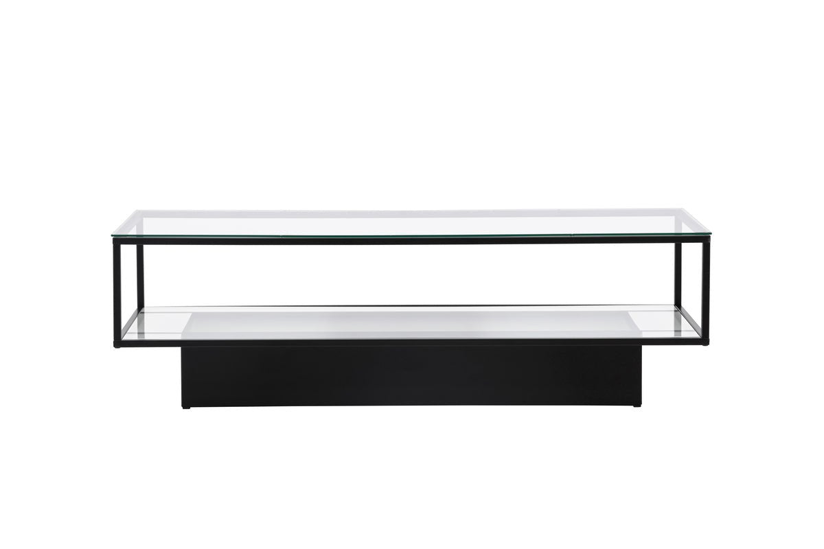 Sofabord Lanera - med glasflader og stålkorpus