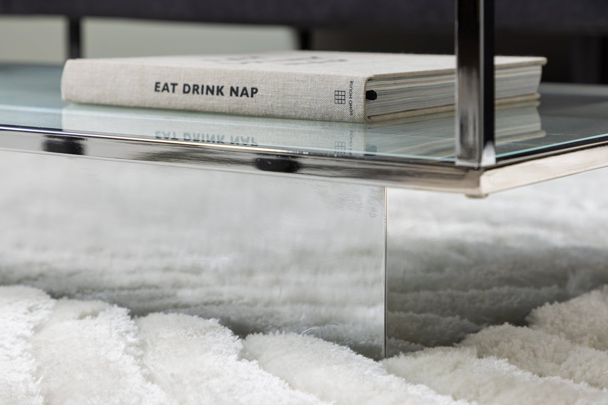 Sofabord Lanera - med glasflader og stålkorpus