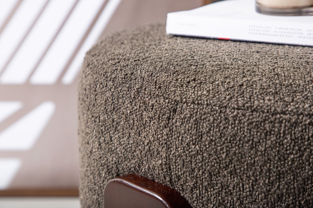 Sidepuf Carmelo – Rund puf i Bouclé Antracit (Ø 50 cm)