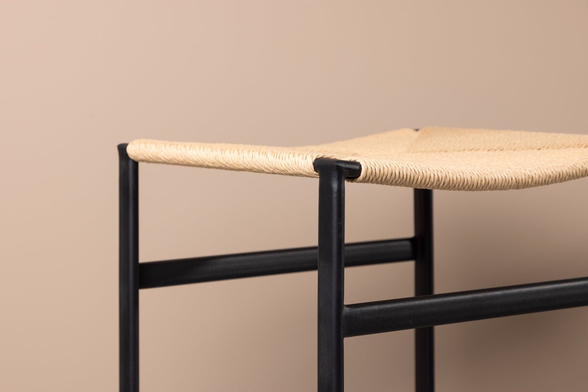 2er sæt - Barstol Simon en kombination af stål og sejlgarn