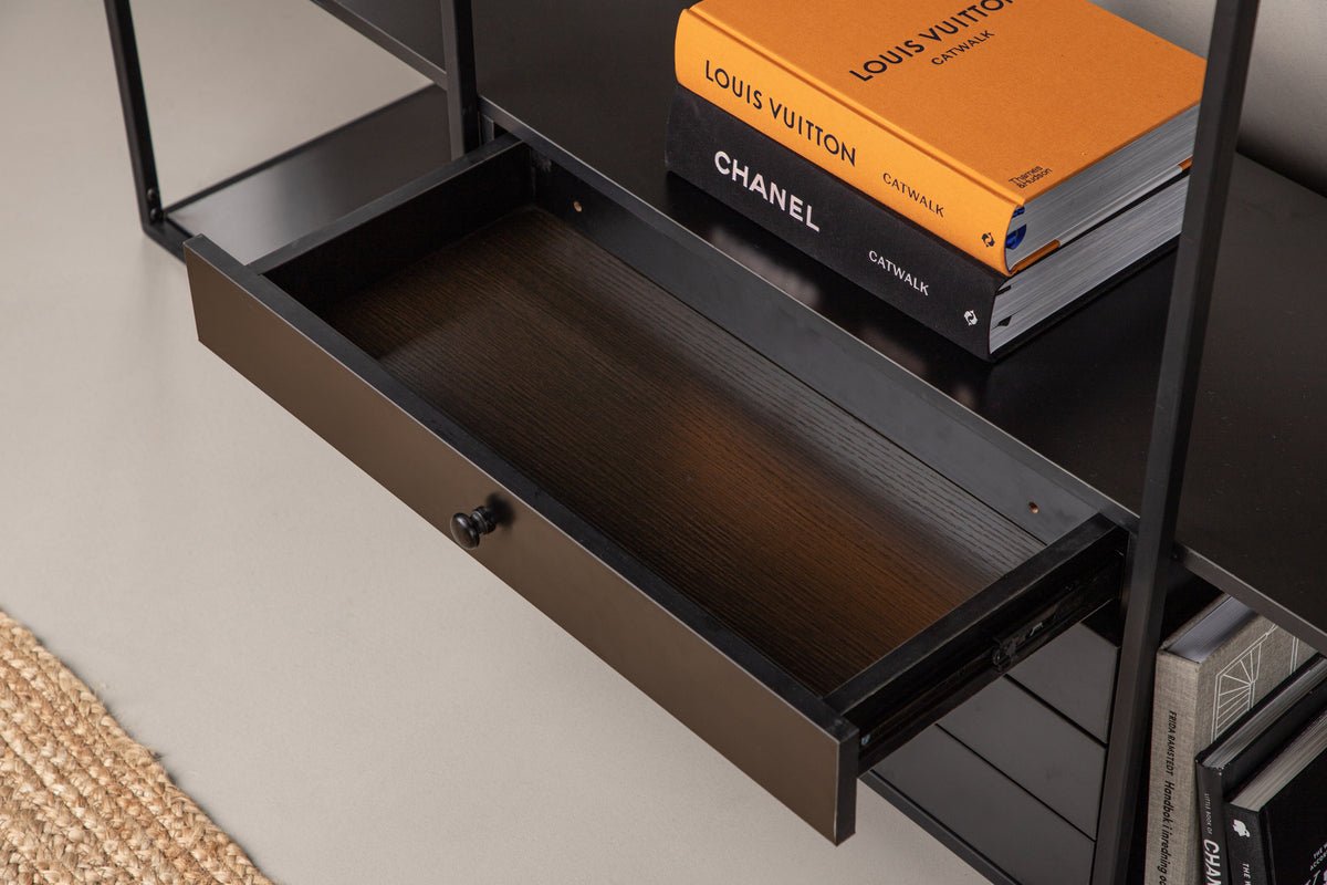 Regal Ravello – 150 cm, Sort, Moderne Industriel Skandi