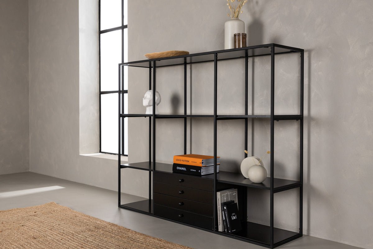Regal Ravello – 150 cm, Sort, Moderne Industriel Skandi