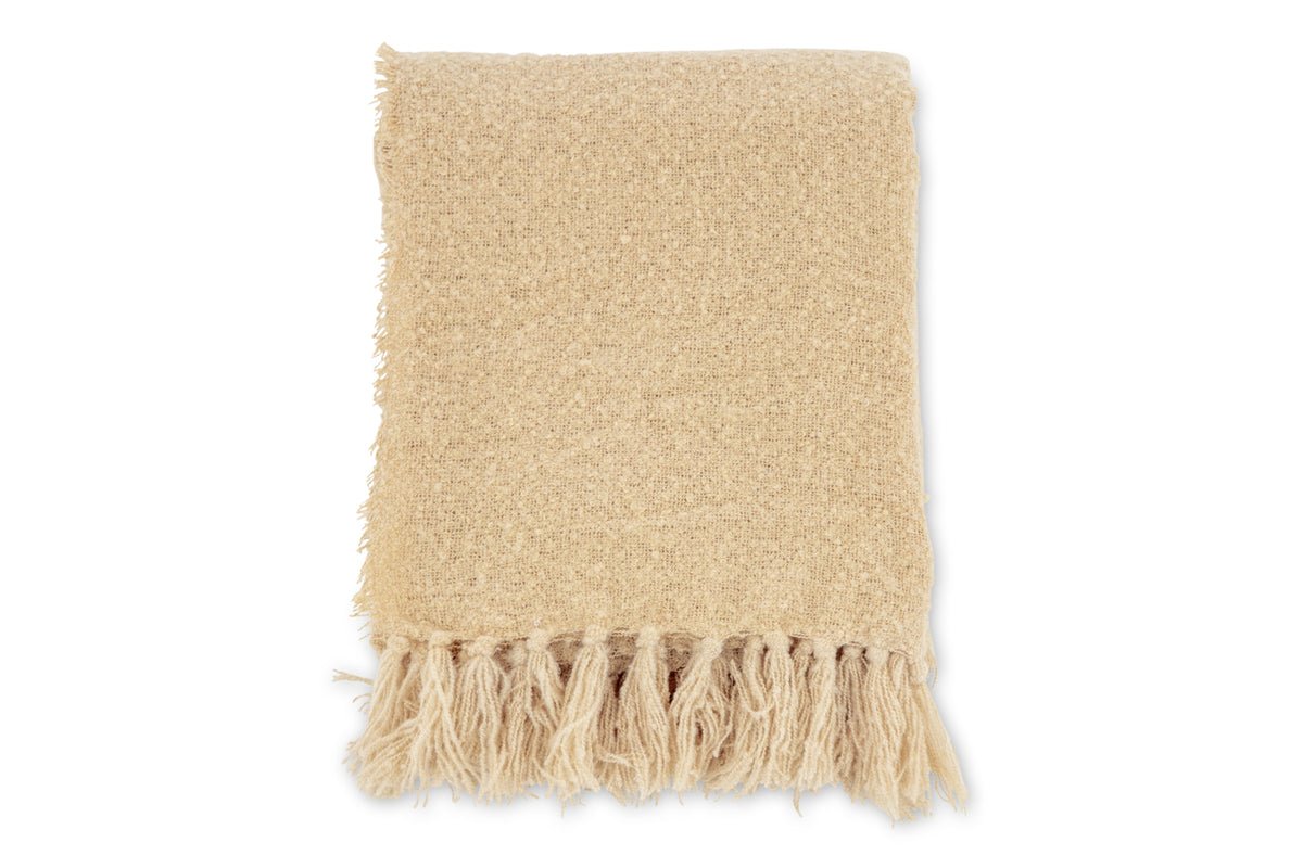 Tagesdecke „Stanley Sand“ – 170×130 cm med struktur og frynser