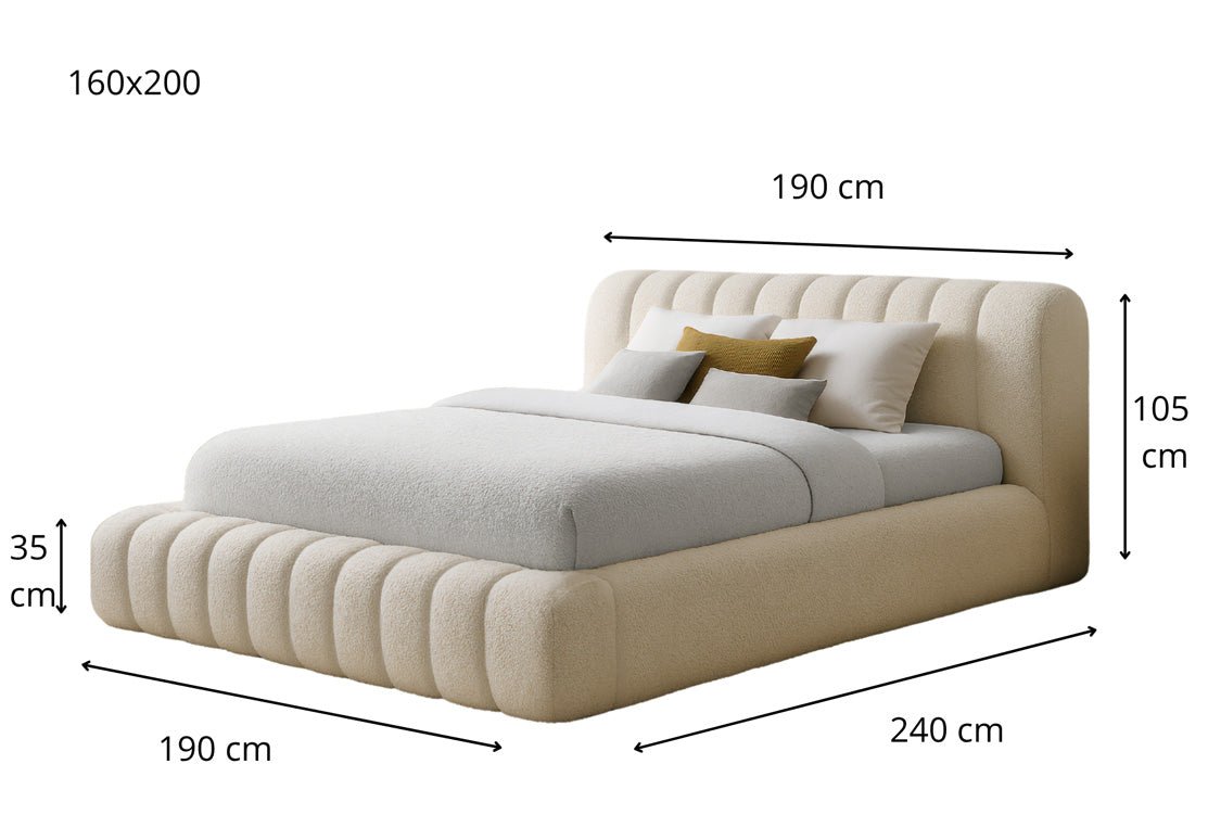 Designer polsterseng Selene Bouclé med opbevaringsplads