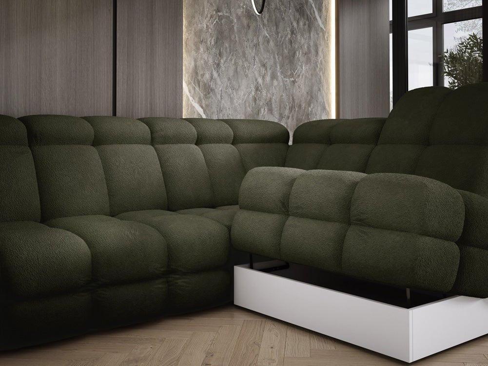 Designer Sofa Lima L med elektrisk sovefunktion i Bouclé