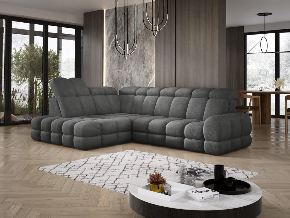 Designer Sofa Lima L med elektrisk sovefunktion i Bouclé
