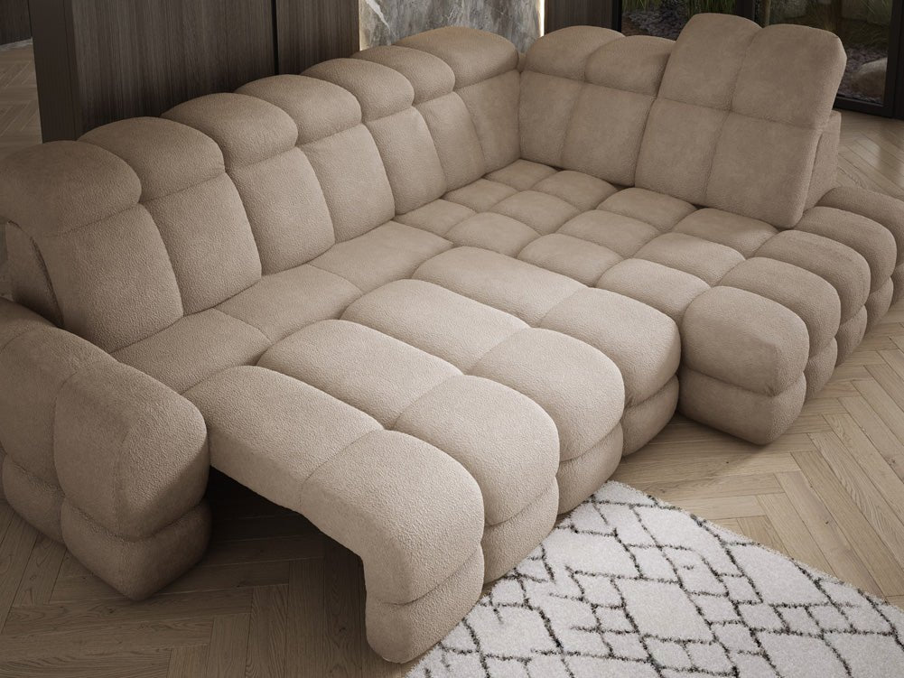 Designer Sofa Lima L med elektrisk sovefunktion i Bouclé