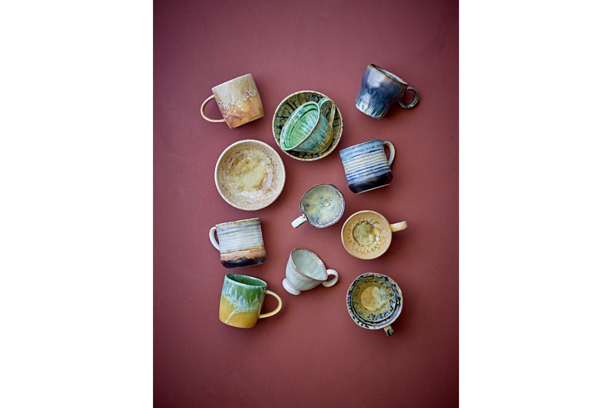 Becher-sæt Avena – Reaktiv glasur med vertikal struktur (sæt med 4)