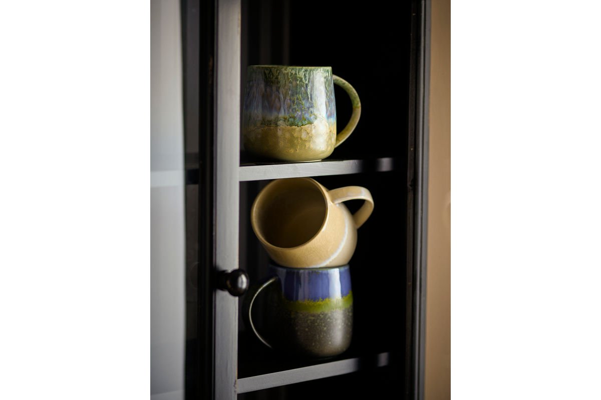 Bechersæt „Nerisa“ – Blåt stentøj (3 dele)