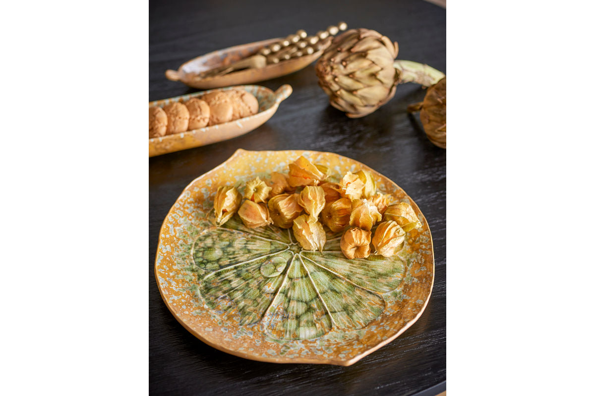 Serveringsfad Verde – Stentøj med reaktiv glasur