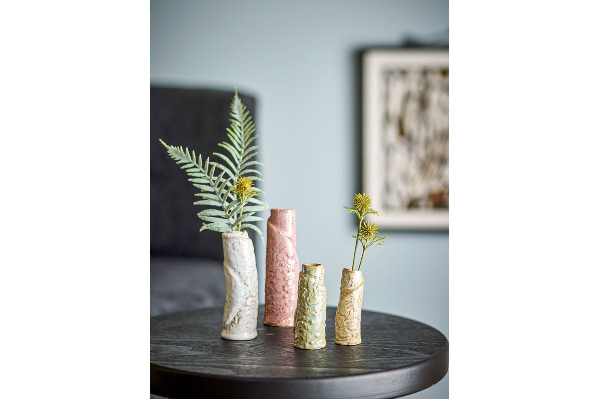 Vase „Tavik“ – Stentøj med reaktiv glasur (sæt med 4)