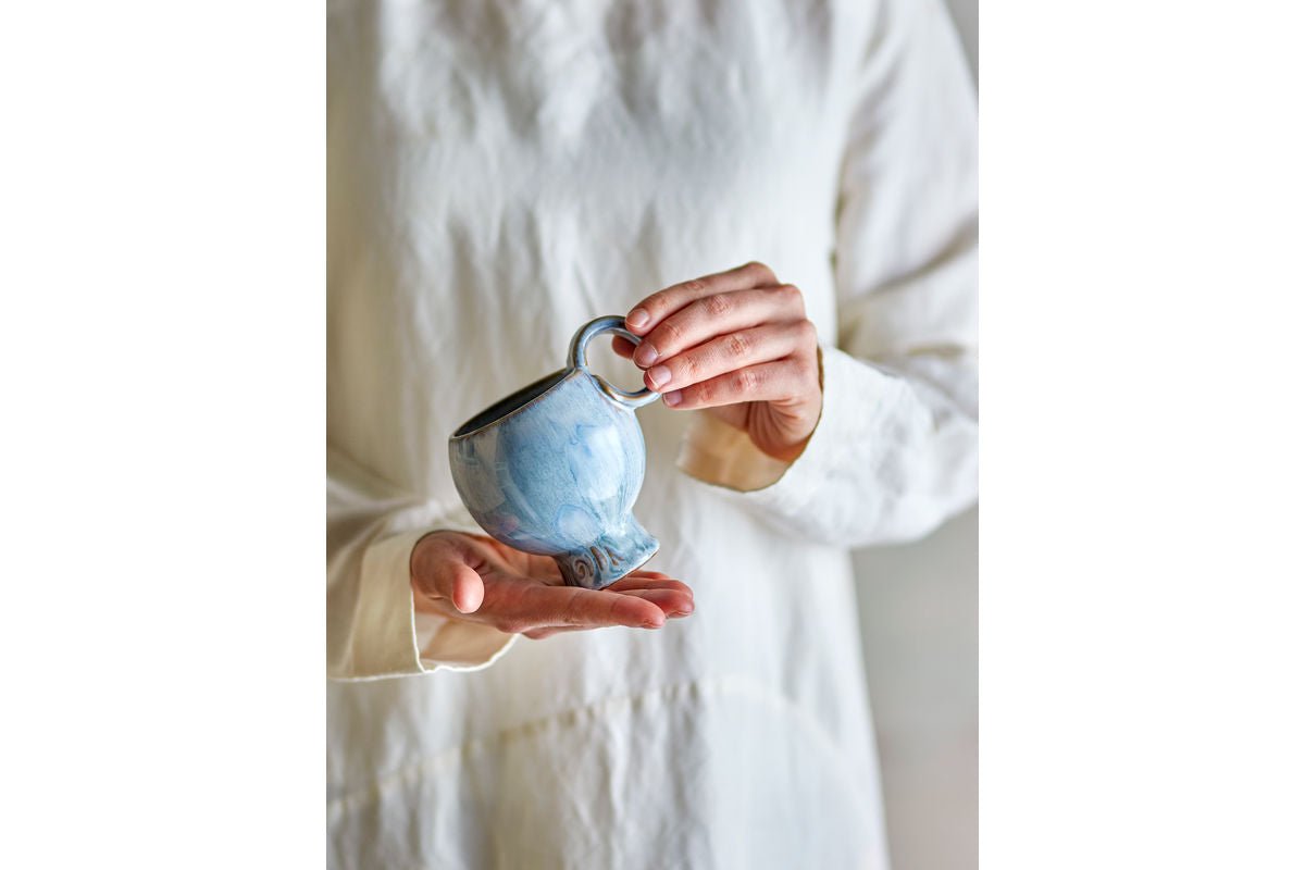 Bechersæt Haldin – Blåt stentøj (4 dele)