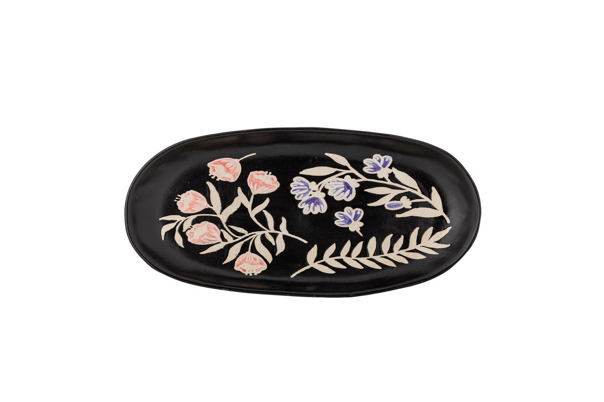 Servierplatte Maribel – Geprägtes Blumendesign in bunten Naturtönen