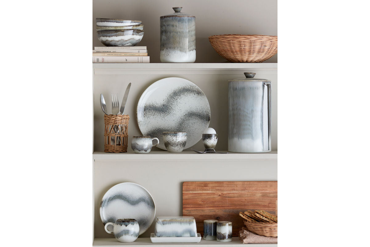 Morgenmadssæt Liora – Stentøj med struktureret glasur (12 dele)
