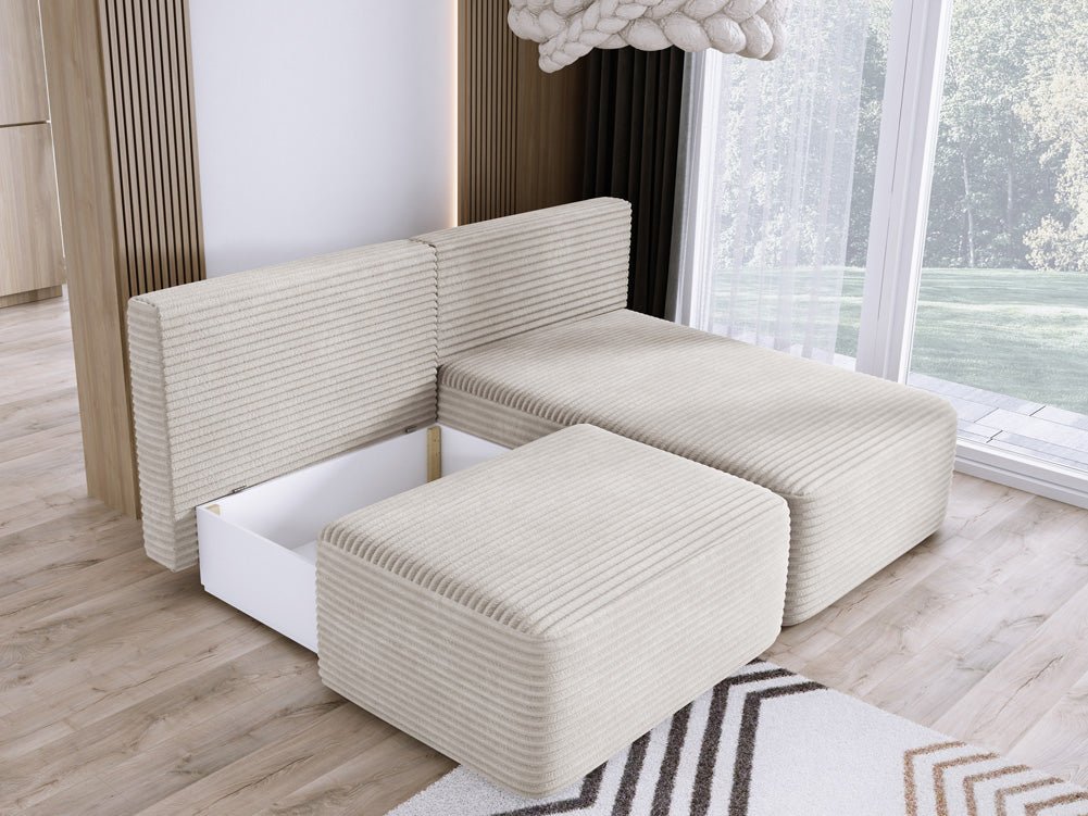 Designer Sofa Tilia Cordfløjl med sovefunktion og opbevaringsplads