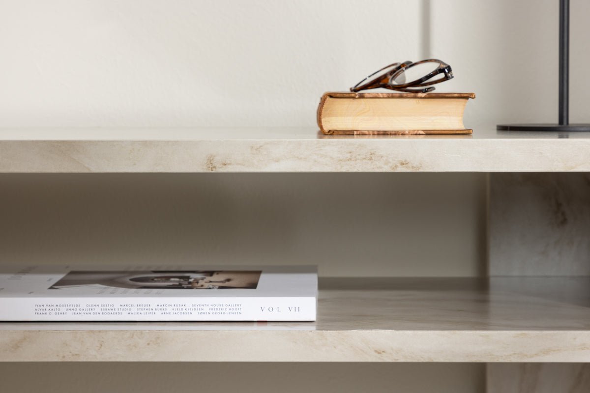 Designer TV-Lowboard Larenzo - Beige i marmorlook