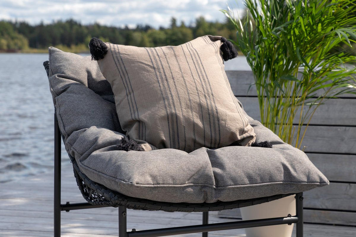 Garten Loungesæt Marvella – 4-delt udendørs sofa-sæt i sort med hynder