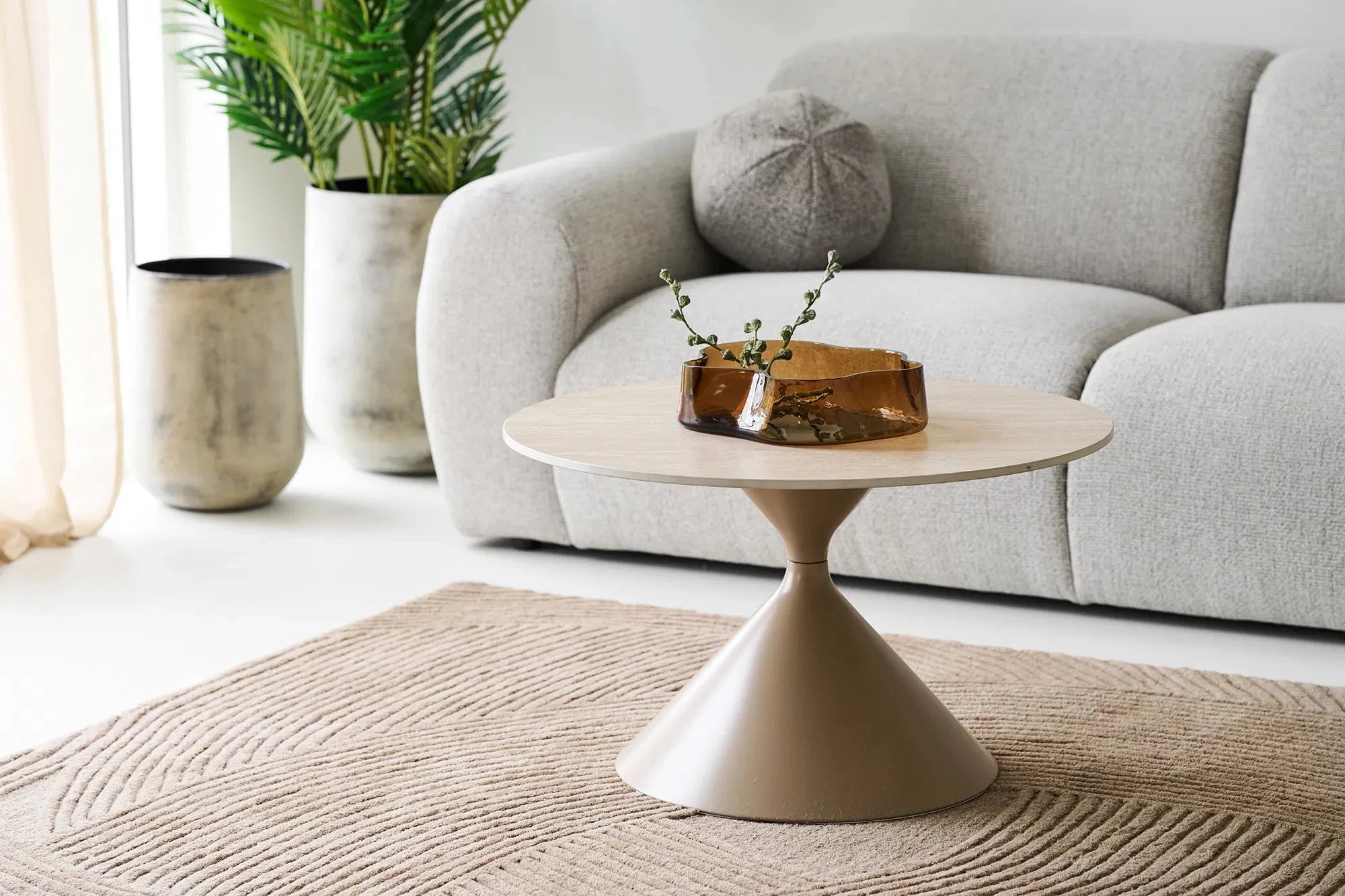 Couchtisch Elvaris - mit Keramikplatte in Travertin-Optik