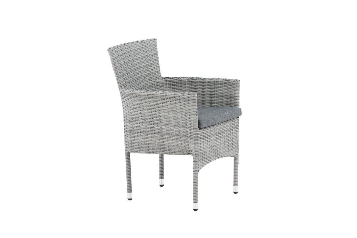 2er Set Gartenstuhl Isla - grauer Stuhl aus Aluminium und Rattan inklusive Sitzkissen