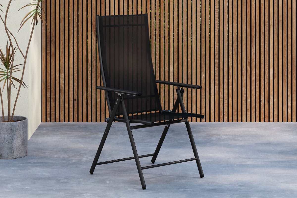 2 stk. havebænk Miro - klapstol i Beige eller Sort af stål og Textilene