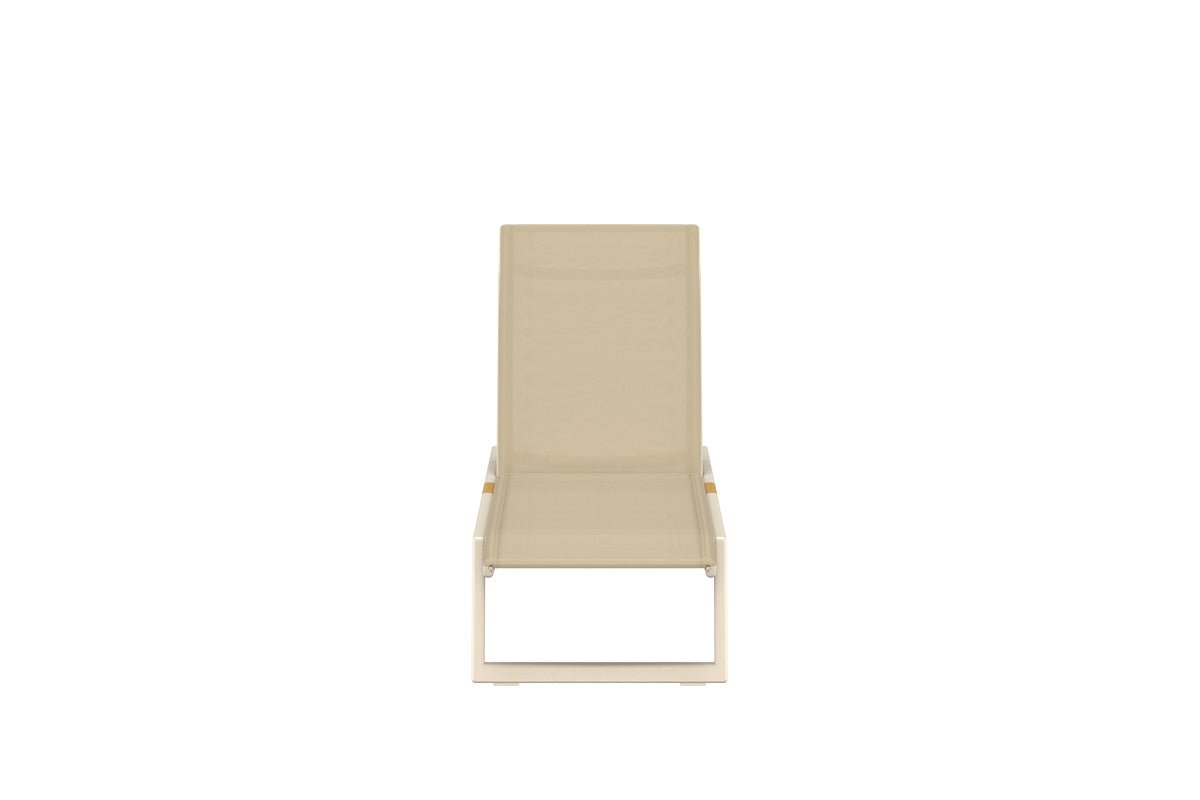 2er Set Sonnenliege Aera - Beige mit Teakholz-Details