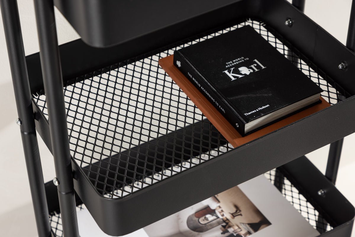 Regal Manaus – rullereol med 4 hylder i Sort