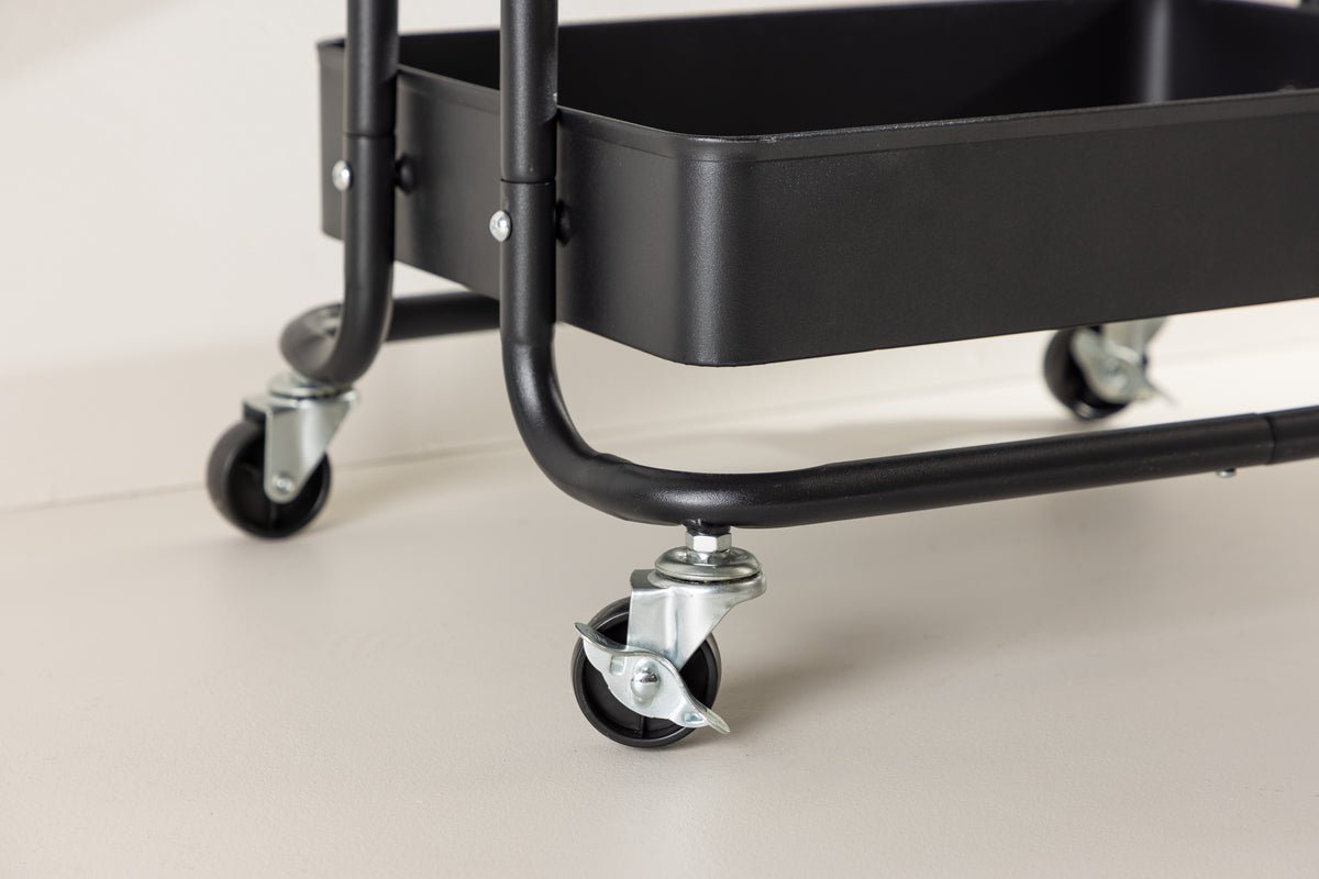 Regal Manaus – rullereol med 4 hylder i Sort