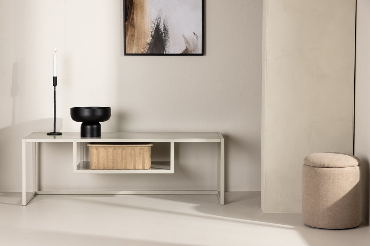 Designer TV-Lowboard Arvigo – Beige/Sort, Mat, af stål