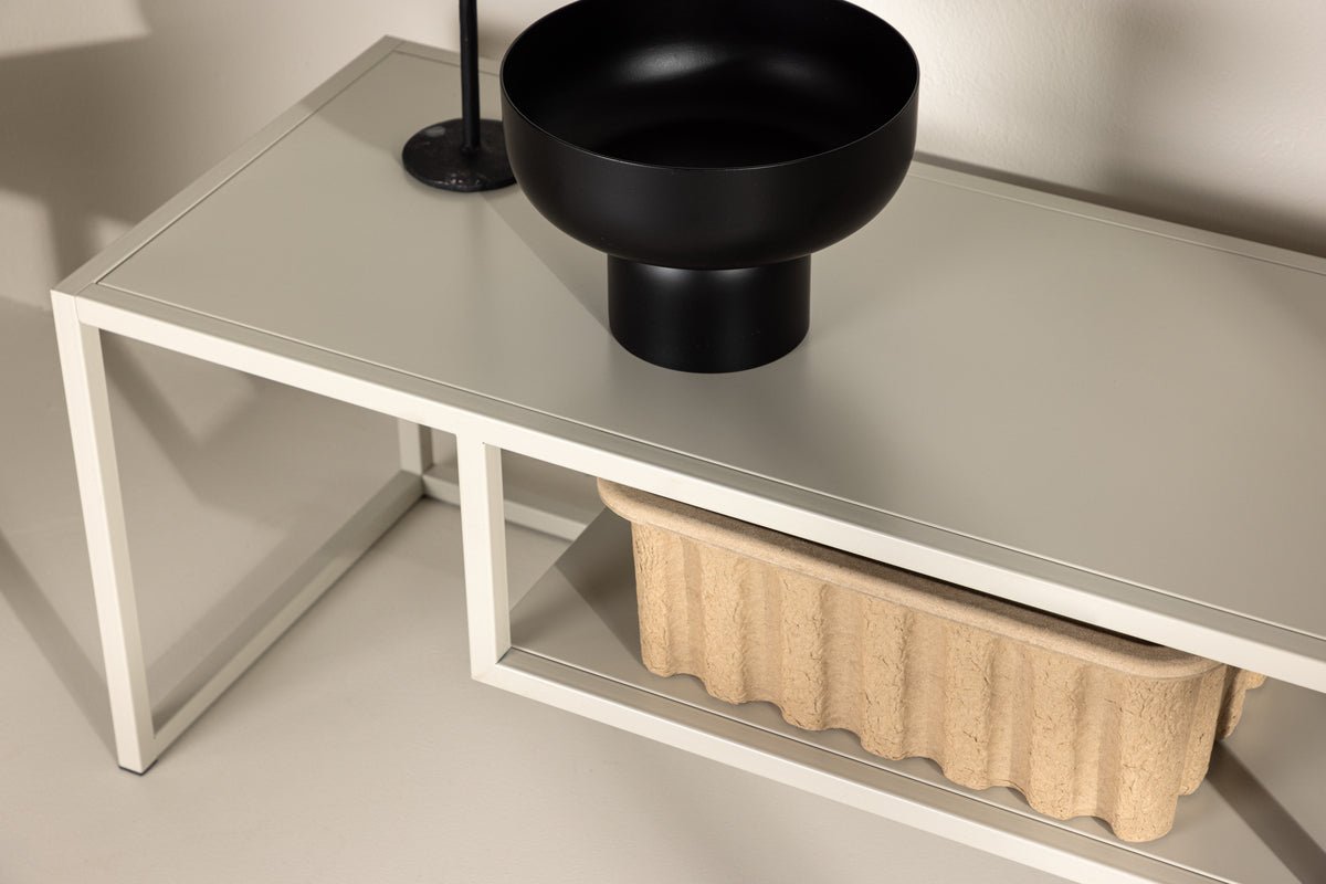 Designer TV-Lowboard Arvigo – Beige/Sort, Mat, af stål