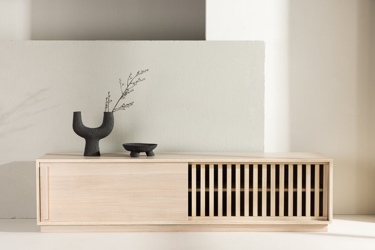 Designer TV-Lowboard Valero 180 cm MDF – Mat, med lamelfront