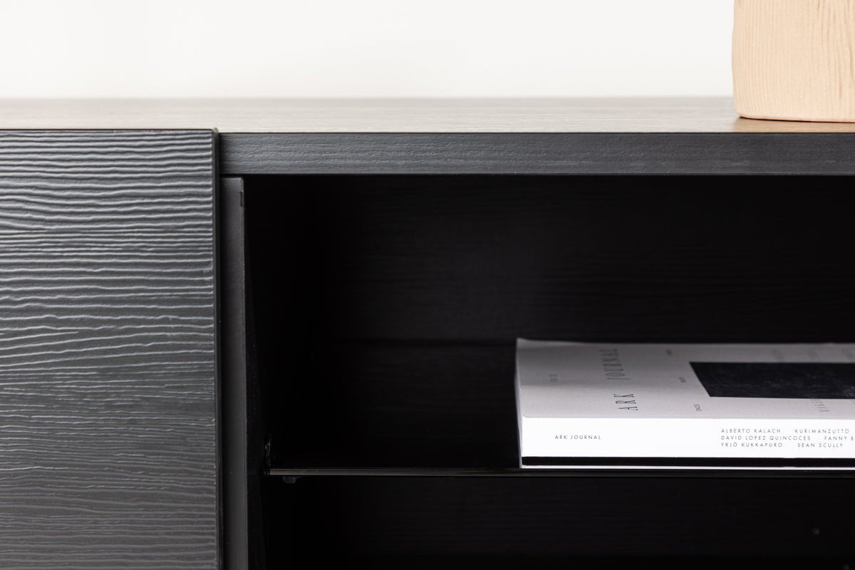 Designer TV-Lowboard Avento – Sort, Mat, med midterfod