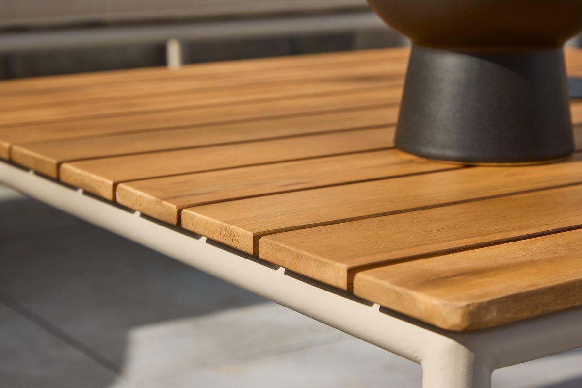 Havemøbelsæt Sienna – 3-delt udendørs sofa-sæt i Beige med akacietræsbord