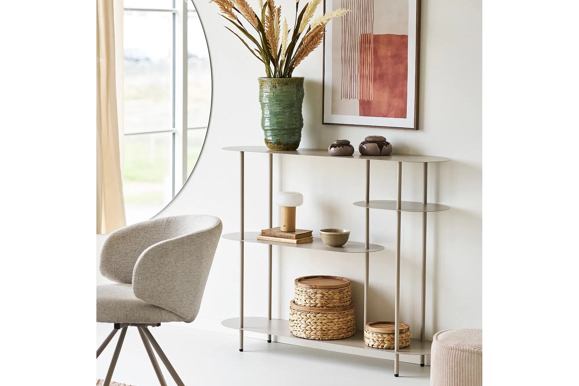 Standregal Osmira – aus Metall in Sandfarbe