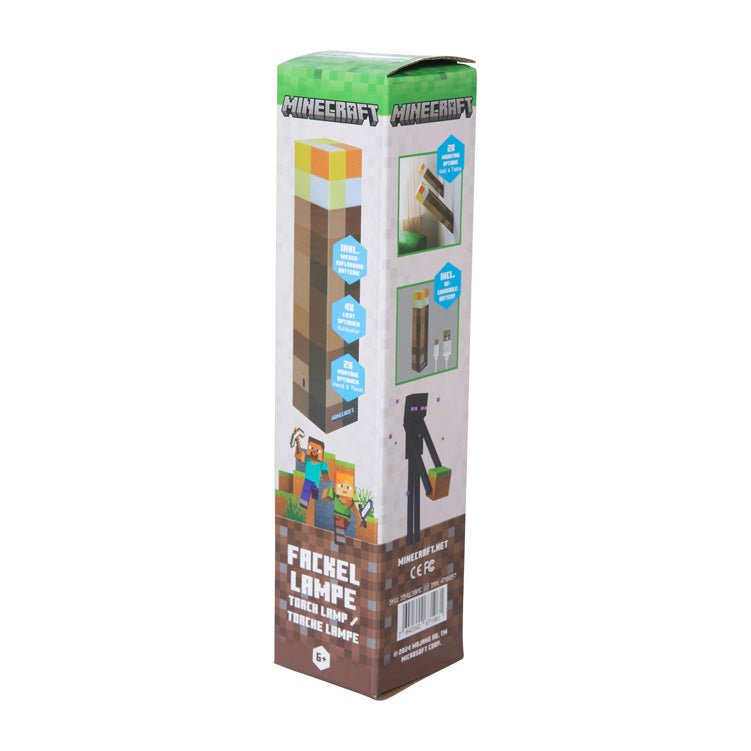Minecraft LED-fakkel med vægbeslag – Genopladelig & originalt pixel-design