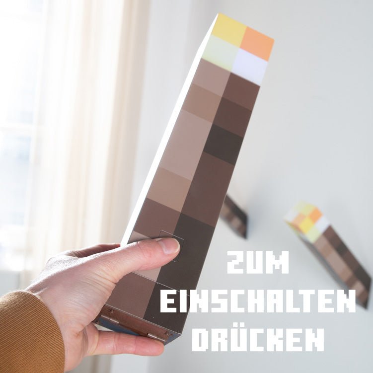 Minecraft LED-fakkel med vægbeslag – Genopladelig & originalt pixel-design
