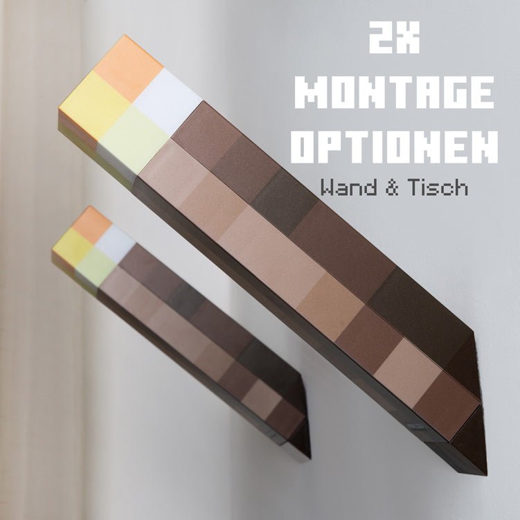 Minecraft LED-fakkel med vægbeslag – Genopladelig & originalt pixel-design