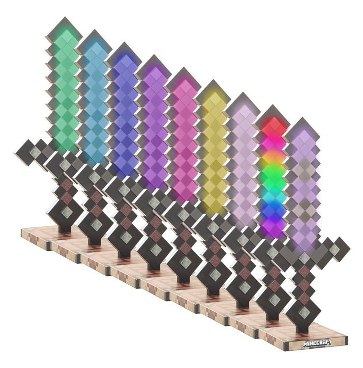 Minecraft LED-bordlampe „Netherite Sword“ – med batteri & farveskift