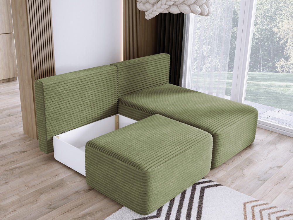 Designer Sofa Tilia Cordfløjl med sovefunktion og opbevaringsplads