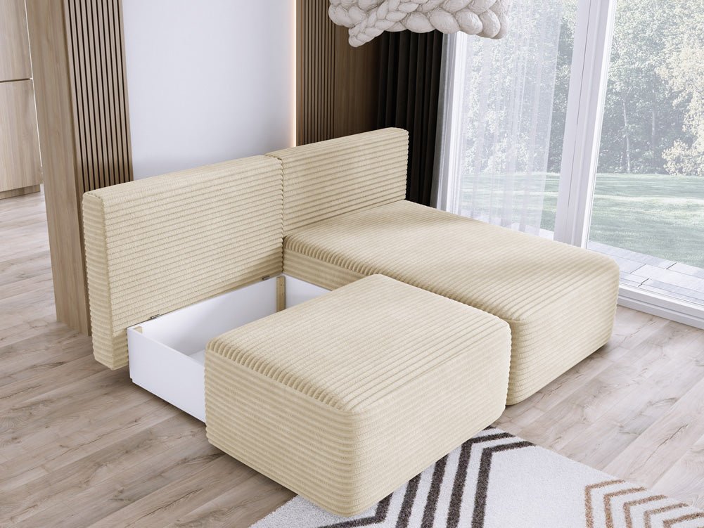 Designer Sofa Tilia Cordfløjl med sovefunktion og opbevaringsplads