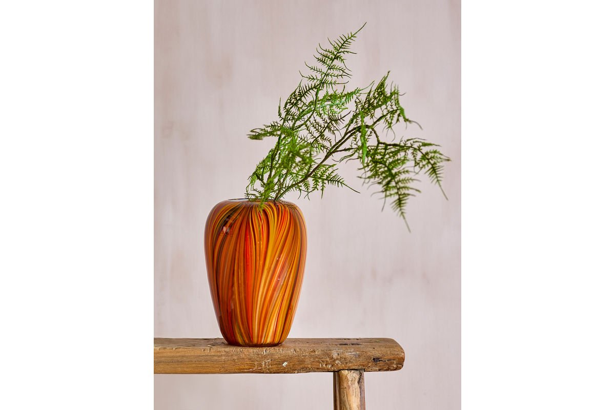 Vase „Orange Sun“ – Stribet design i glas