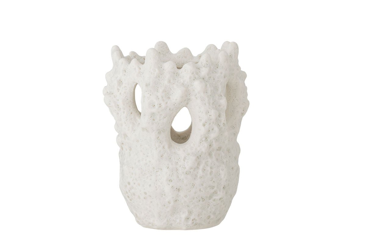 Vase "Cliff" - hvid stentøjsvase