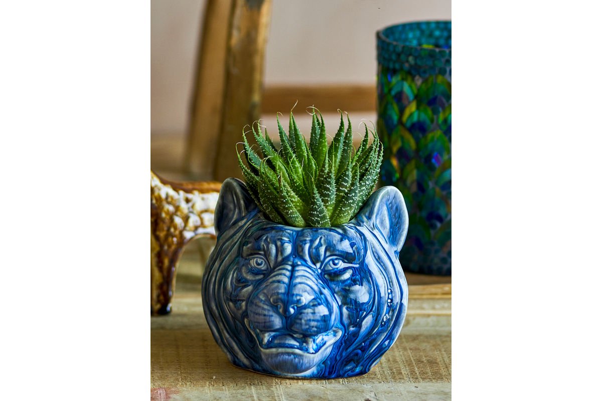 Blomsterpotte „Avelin“ – Blåt stentøj