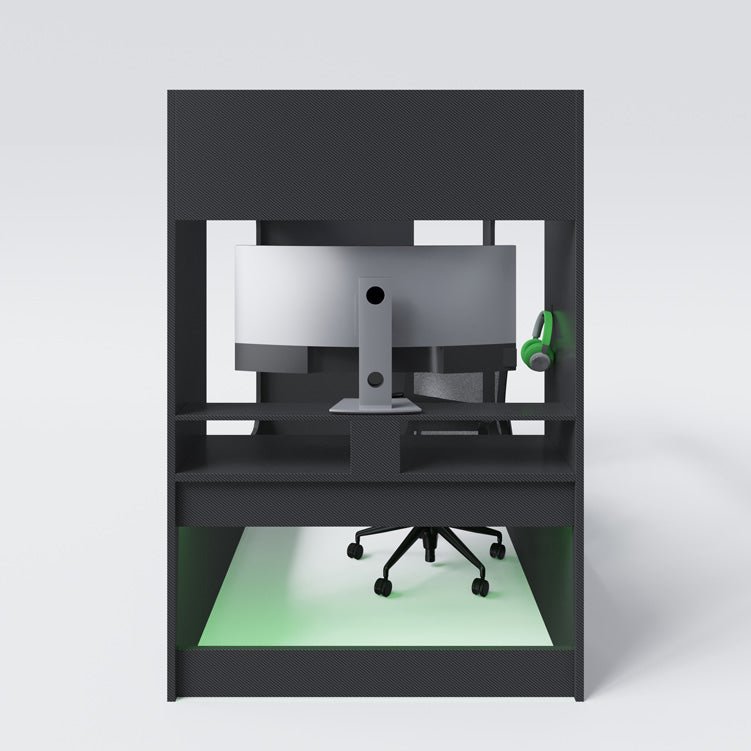 Minecraft gaming-højseng „BaseCamp XL“ med skrivebord og reol