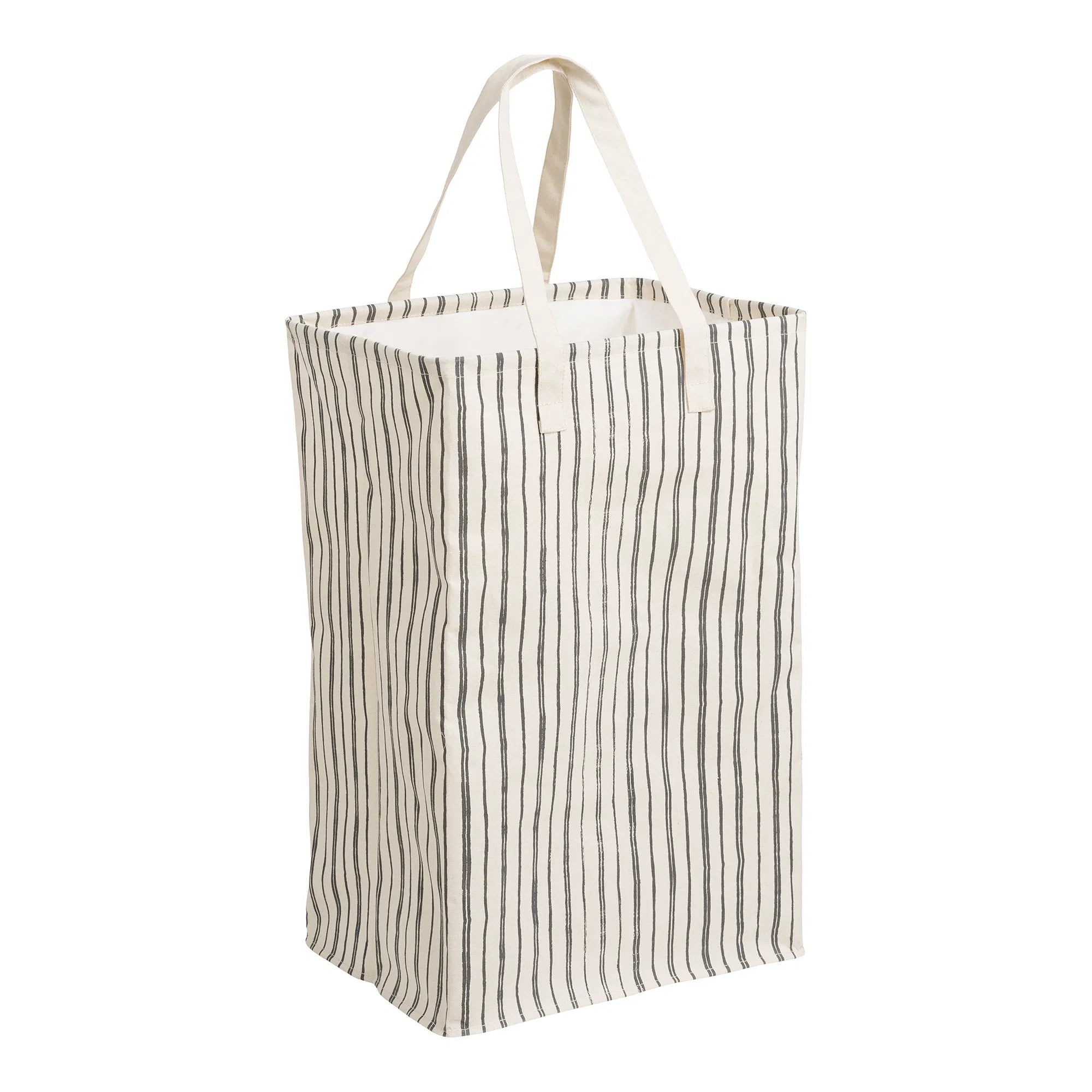 Vasketøjskurv „Argos“ – Beige/Sort med stribemønster