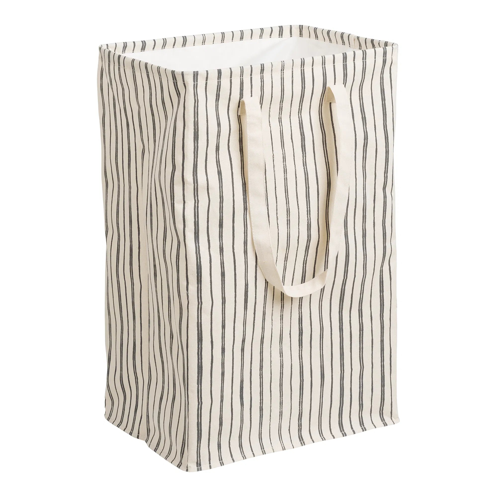 Vasketøjskurv „Argos“ – Beige/Sort med stribemønster