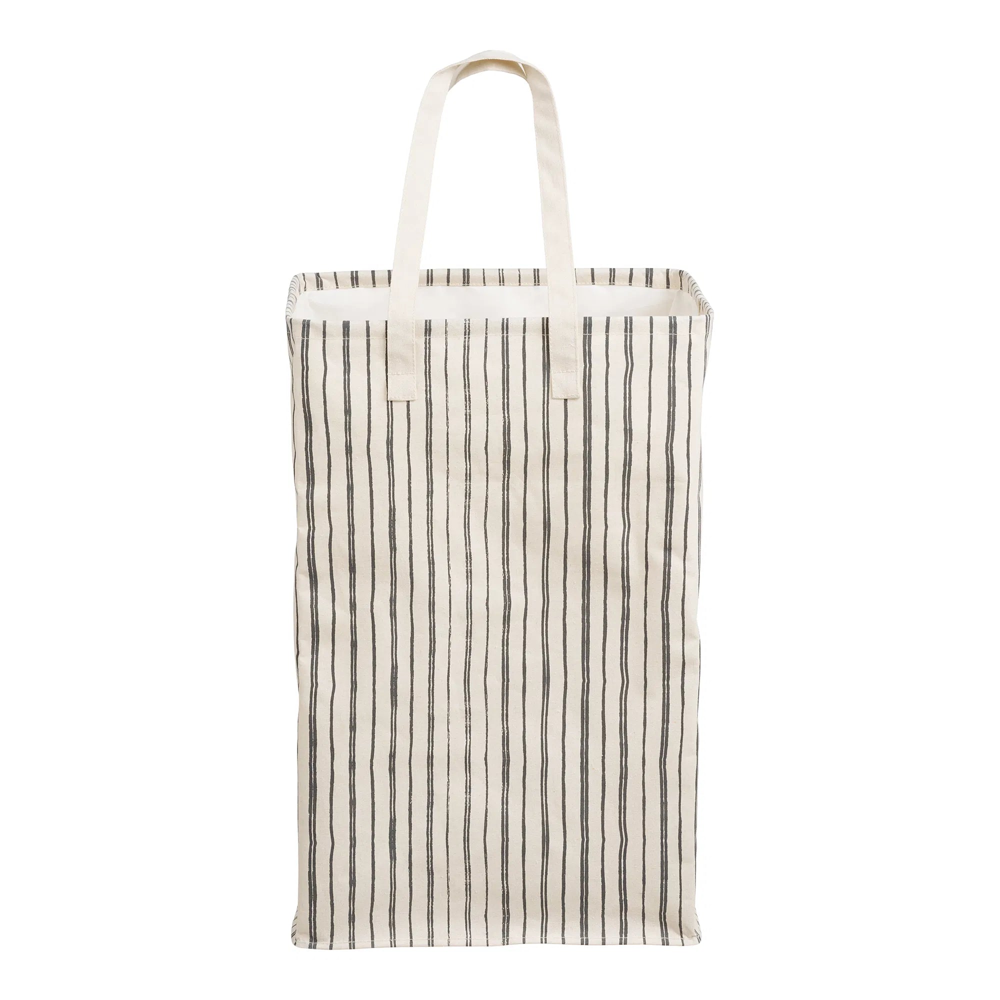 Vasketøjskurv „Argos“ – Beige/Sort med stribemønster