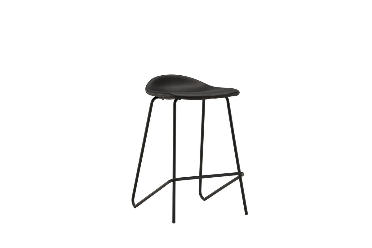 2er Set - Barhocker Georg in Mattschwarz mit PU Sitzfläche